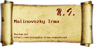 Malinovszky Irma névjegykártya