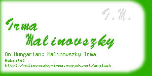 irma malinovszky business card